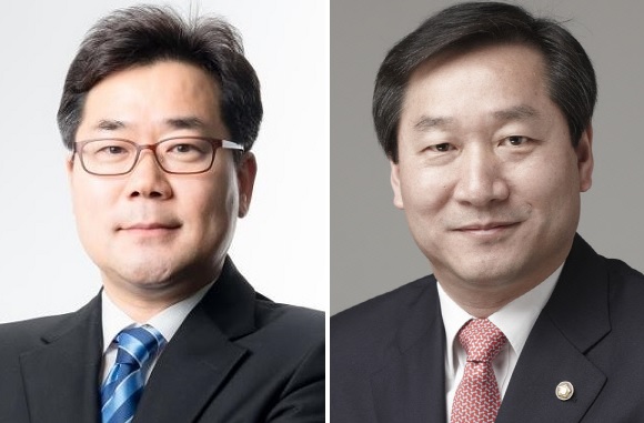 더불어민주당 박찬대 국회의원(왼쪽)과 자유한국당 유정복 전 인천시장